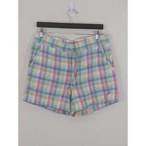 Tommy Bahama Shorts Medium Women 100% Linen Measures 34"x 5" Plad Colorful
